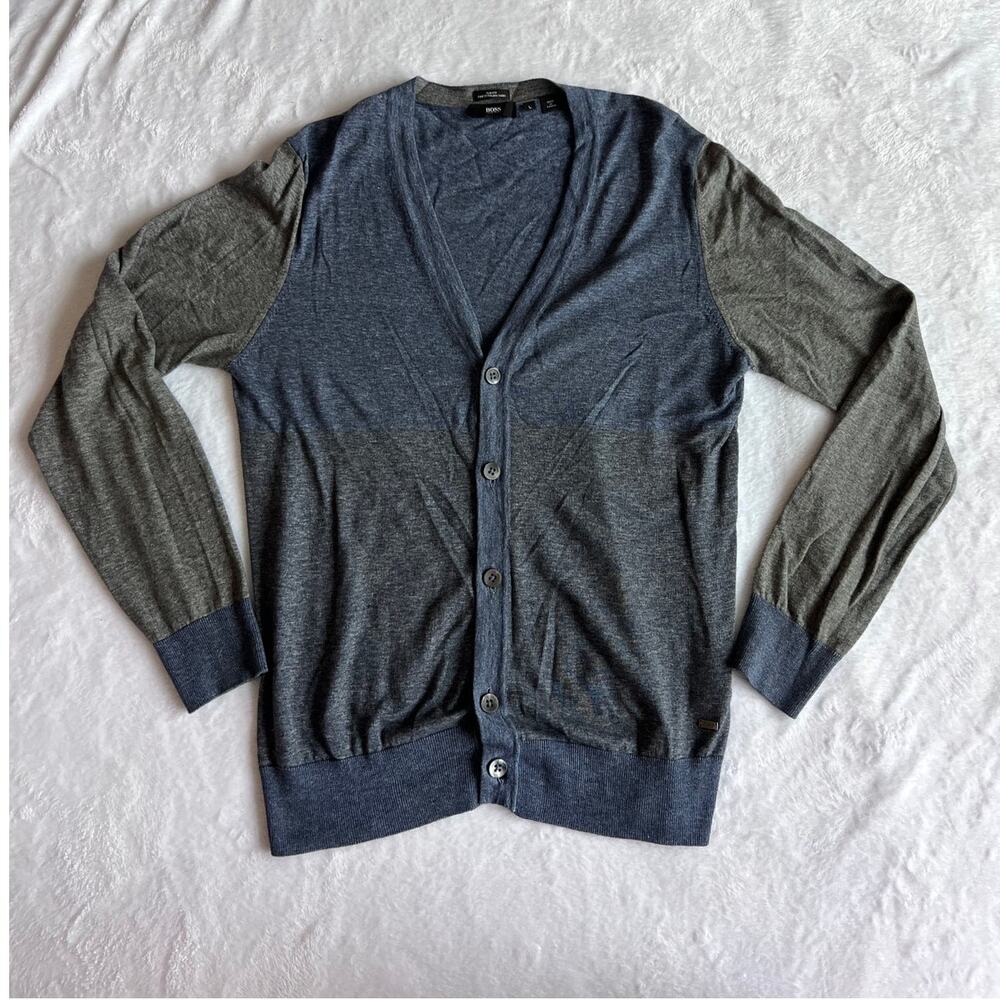 BOSS Hugo Boss Colorblock Slim Fit Cardigan Sweater L